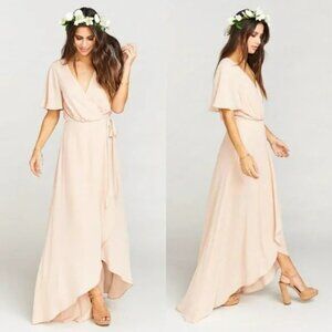 SHOW ME YOUR MUMU Sophia Wrap Dress Dusty Blush Crisp.  SZ XL